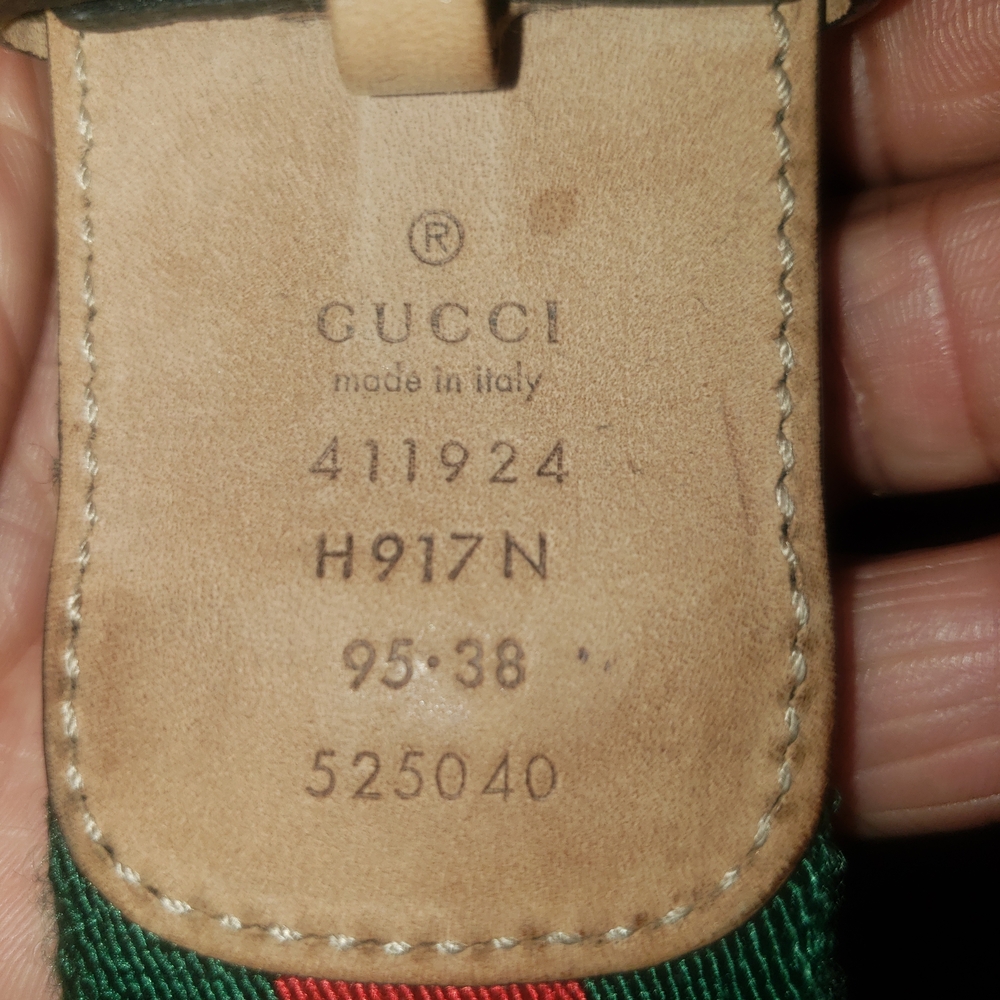 Gucci Tan Leather Strap with Green and Red